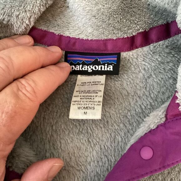 Ladies Patagonia Snap-T Fleece Pullover medium Gray/Purple - Picture 3 of 5